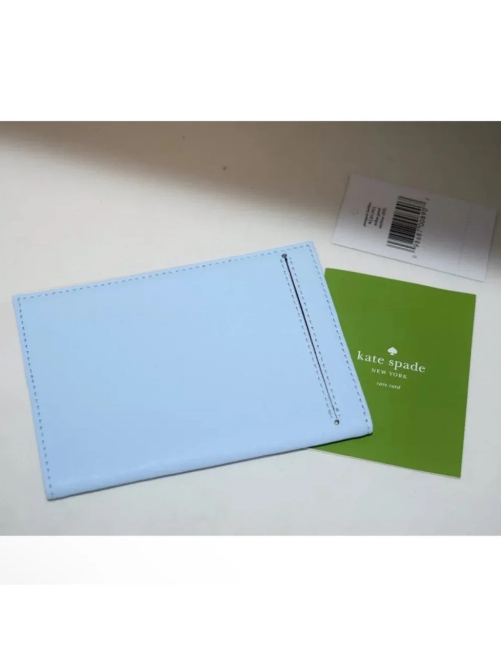 NWT KATE SPADE Passport Holder Leather Mikas Pond Sky Blue